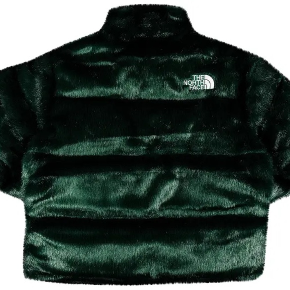 Supreme x The North Face Dark Green Faux Fur Puffer Jacket Medium - Picture 2 of 3